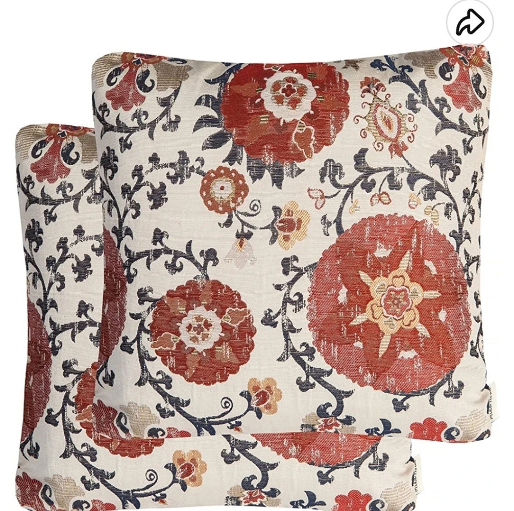 🏆Host Pick! New Mika Home burgundy floral jacquard set of accent pillow covers